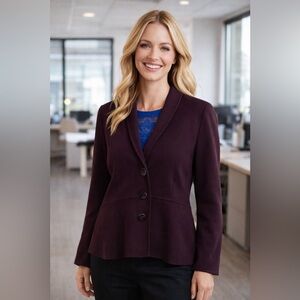 Alfani Shawl Collar 3-Button Blazer Plum Fitted 3/4 Sleeves Cotton Nylon XL